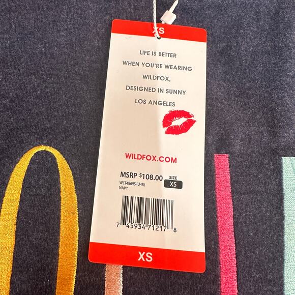 Wildfox SOCIAL Blue Crew Neck Sweatshirt New with tags Size XS - Picture 9 of 9